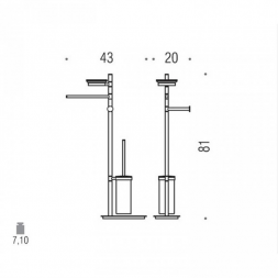 Стойка COLOMBO DESIGN SQUARE B9903 напольная с полотенцедержателем с мыльницей с держателем туалетной бумаги и с ершиком