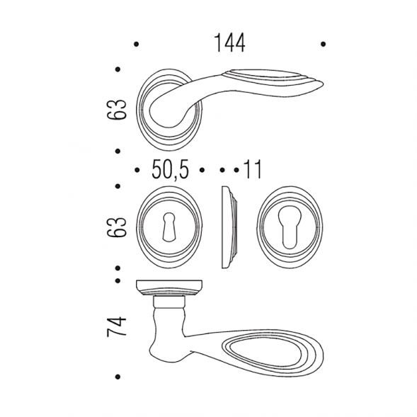 Дверная ручка Colombo CAMEO DB41RSB золото